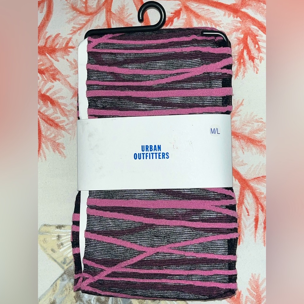 Urban Outfitters Black and Pink Striped Stockings Hosiery SZ M/L NEW NWT